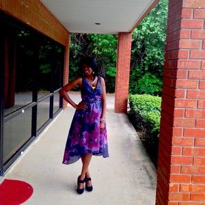 Lela Rose Neiman Marcus Navy Purple Dress